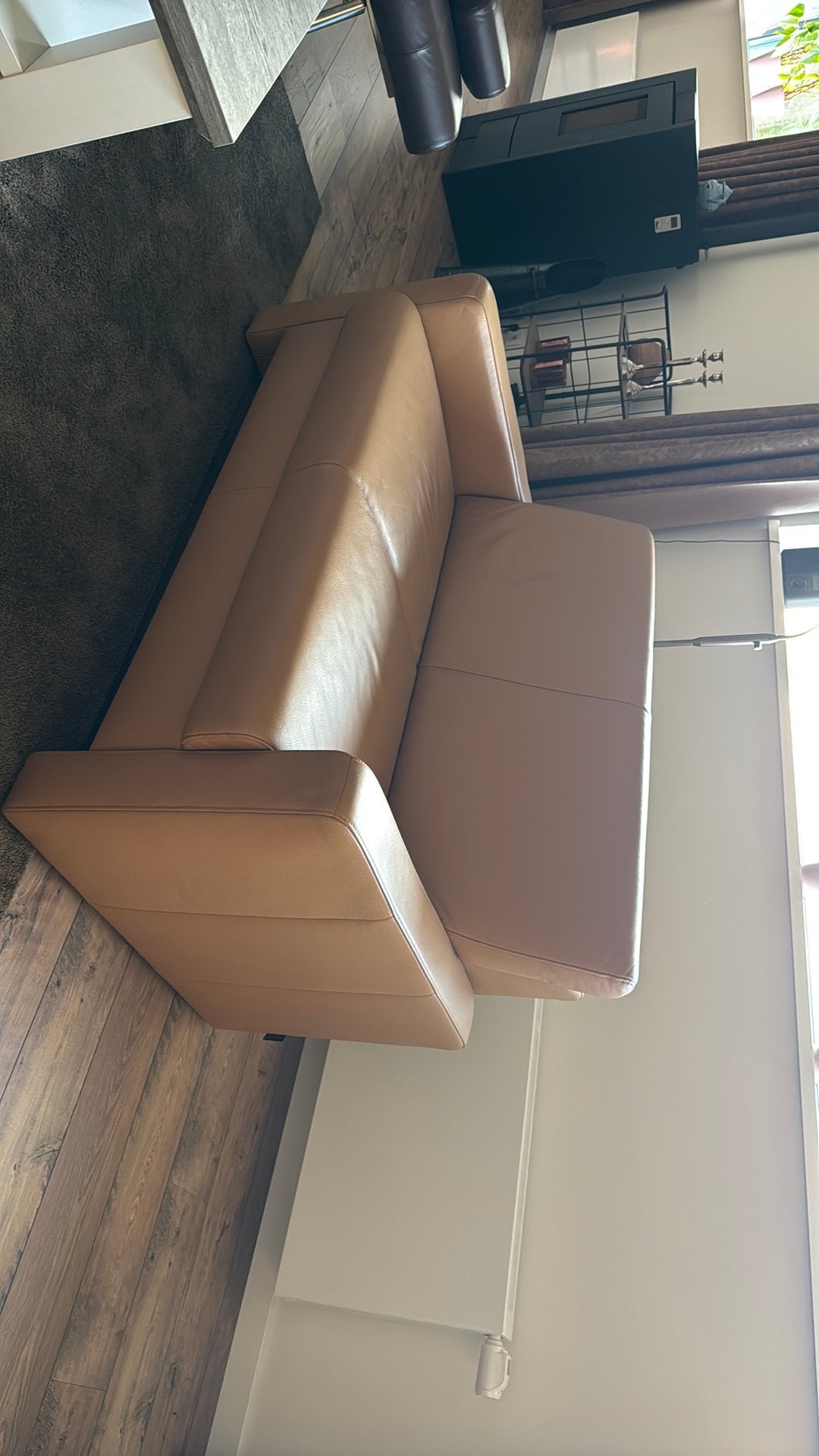 Novastyl 2,5-Zitsbank Leder Caramel - Set van 2 te koop, Ophalen, Zo goed als nieuw, Leer