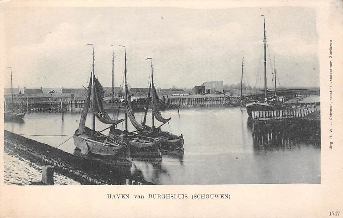 Burghsluis haven met boten Schouwen-Duiveland Scheepvaart, Ophalen of Verzenden, Voor 1920, Ongelopen, Zeeland