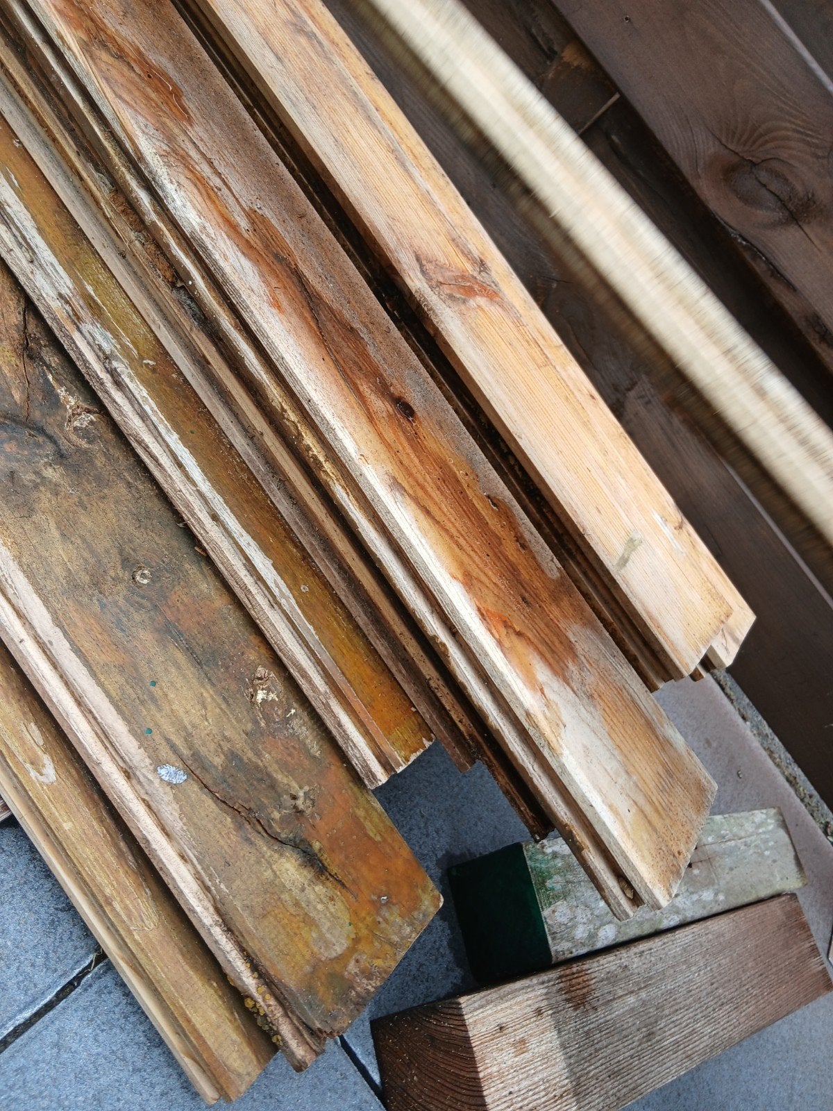 20 Houten blokhutprofiel planken, ca. 260 cm lang, Ophalen, Gebruikt, Minder dan 25 mm, 250 tot 300 cm