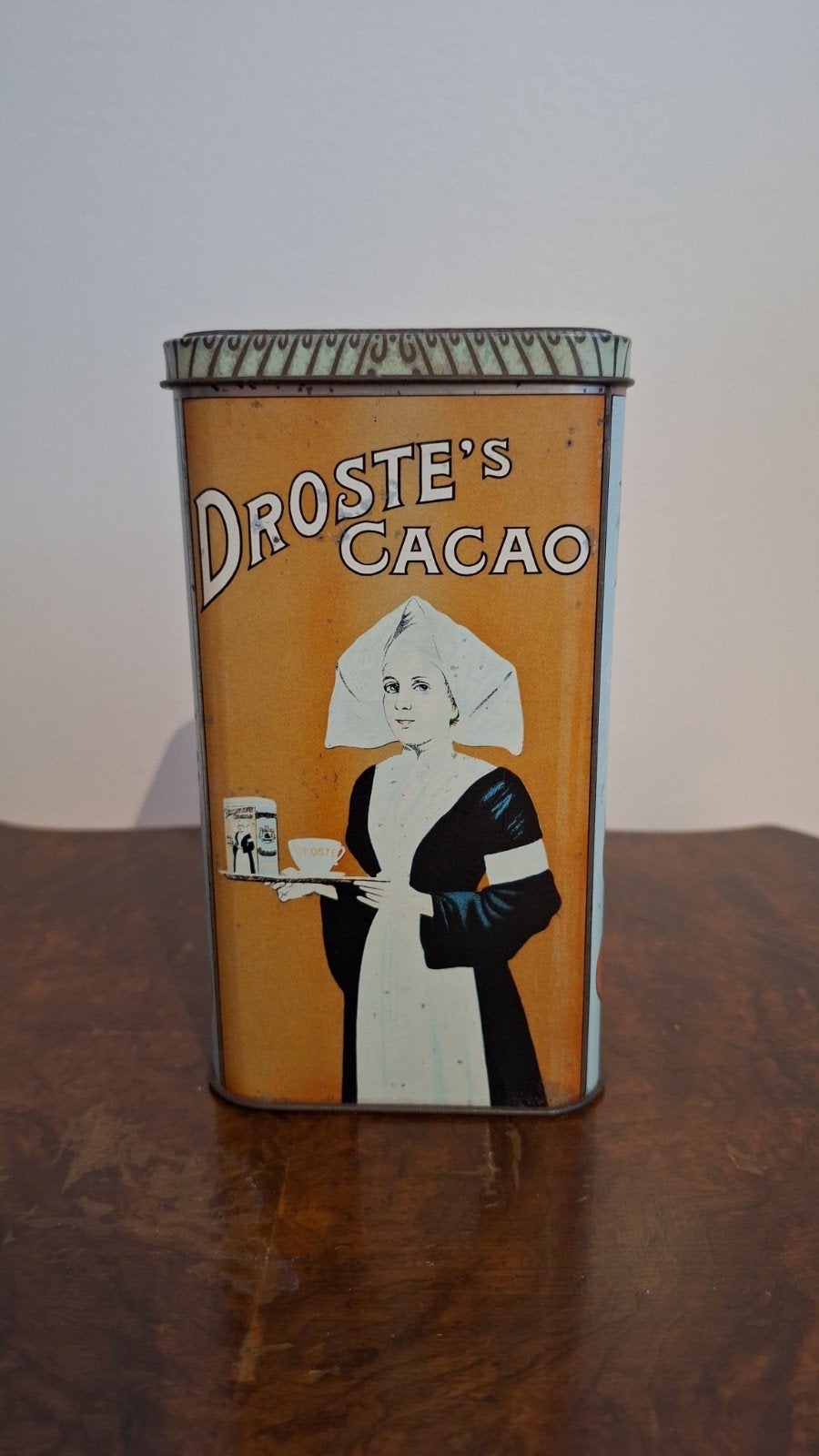Vintage Droste cacao voorraadblik, Ophalen of Verzenden, Gebruikt, Overige, Droste