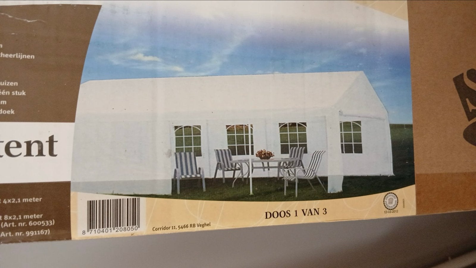 Partytent 4x8 meter - Ideaal voor feesten en evenementen, Ophalen, Gebruikt, Partytent, 4 tot 6 meter