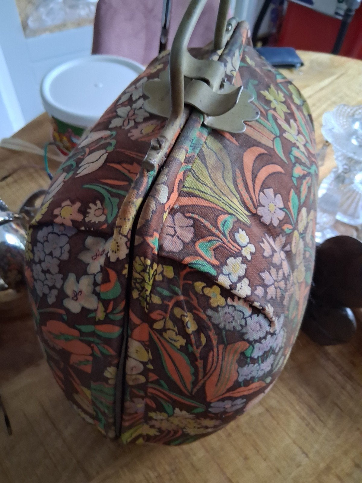 Vintage theemuts van Van Nelle met bloemenprint, Ophalen of Verzenden