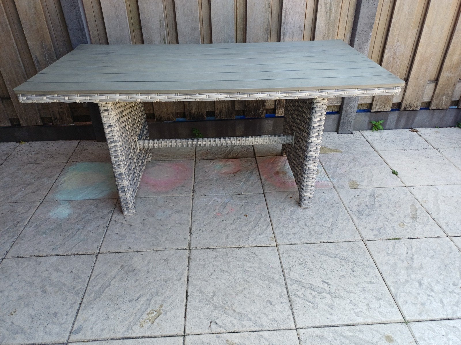 nette rotan licht grijze tafel garden impressions, Ophalen, Zo goed als nieuw, Rechthoekig, Kunststof