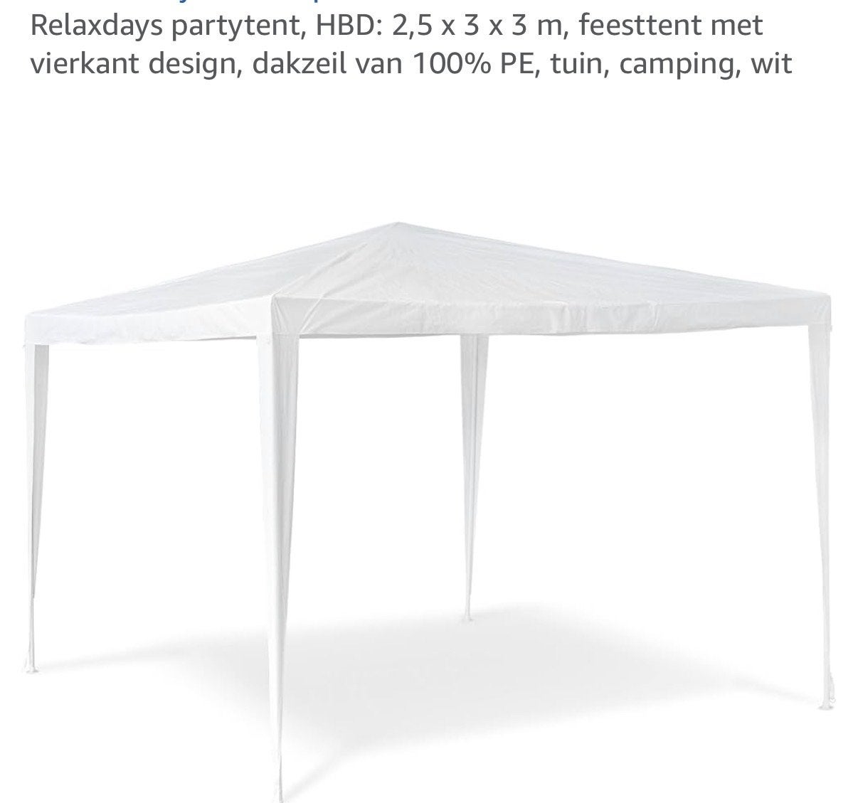 partytent 2,5 x 3 x 3 m wit, Tuin en Terras, Ophalen, Partytent, Minder dan 4 meter, Nieuw
