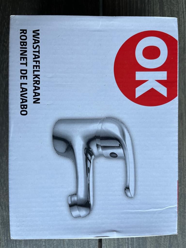 OK 1-Hendel Wastafelkraan Chroom - Nieuw in doos, Ophalen, Nieuw, Chroom, Kraan