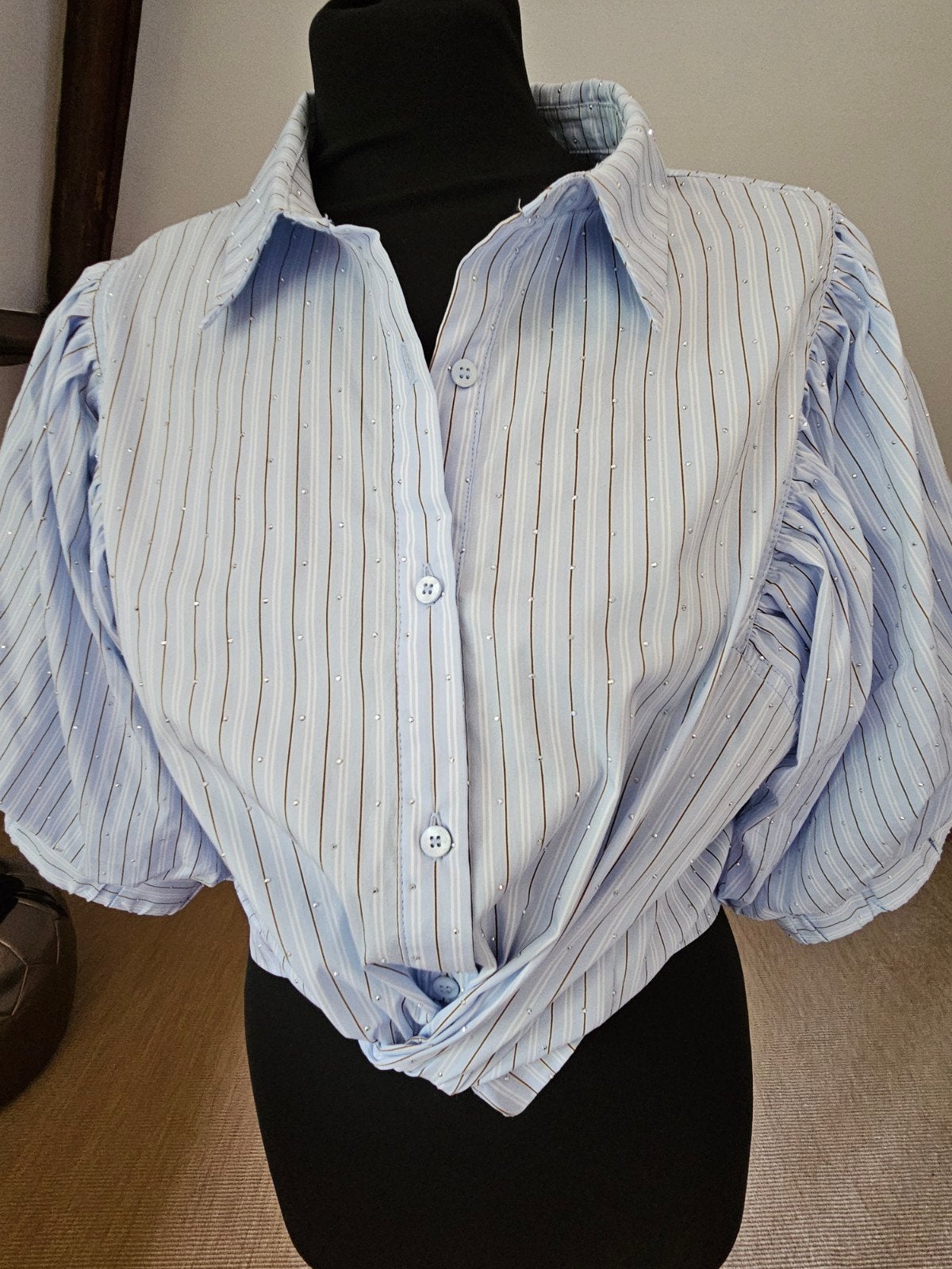 Nieuwe Neo Noir Blouse Maat 38 met Pofmouw, Maat 38/40 (M), Neo Noir, Blauw, Nieuw