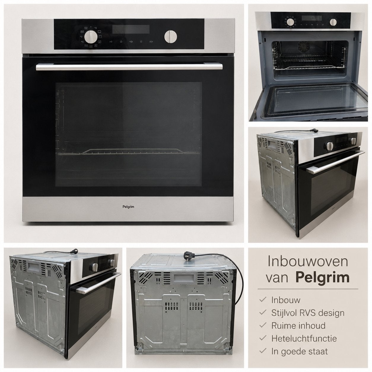 Pelgrim Inbouw Oven - Zeer Goede Staat, RVS Design, Witgoed en Apparatuur, Ovens, Ophalen, Hete lucht, Pelgrim, Inbouw