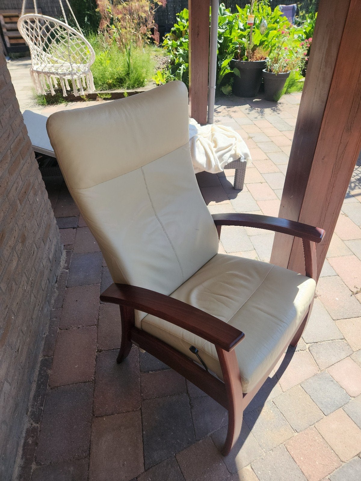 Farstrup Plus 5900 Luxe Beige/Crème Leer Relaxfauteuil, Ophalen, Gebruikt, 75 tot 100 cm, Modern, Luxe