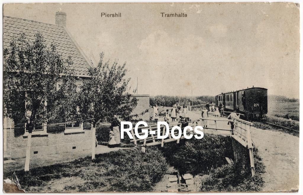 Ansichtkaart - Briefkaart Tramhalte Piershil - Tram 271 1921, Ophalen of Verzenden, 1920 tot 1940, Gelopen, Zuid-Holland