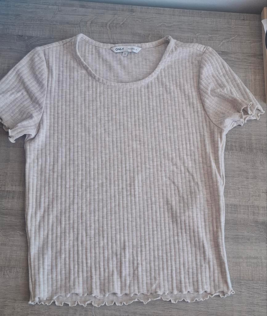 ONLY geribbeld shirtje maat S, Beige, Ophalen of Verzenden, ONLY, Korte mouw