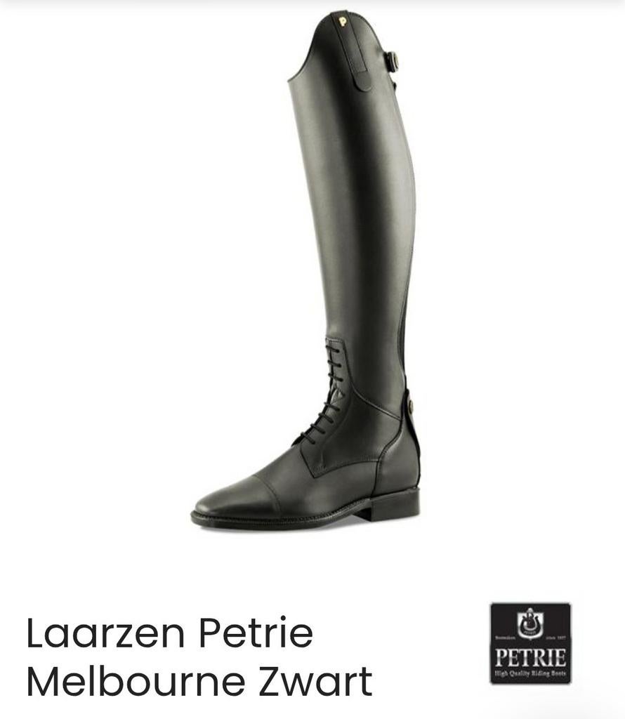 Nieuwe leren paardrijlaarzen Petrie Melbourne 38,5 zwart, Dieren en Toebehoren, Ophalen of Verzenden, Dressuur, Schoeisel