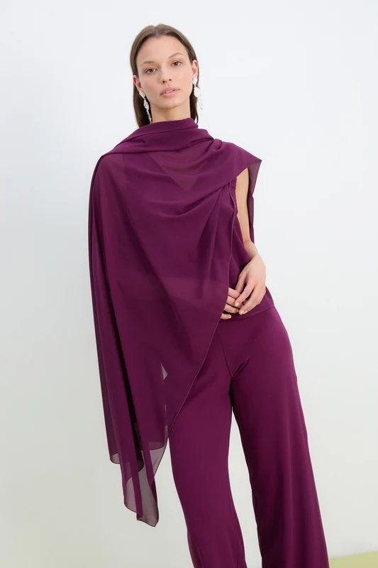 Feversave luxe grote chiffon stola omslagdoek bordorood, Verzenden, Nieuw, Sjaal