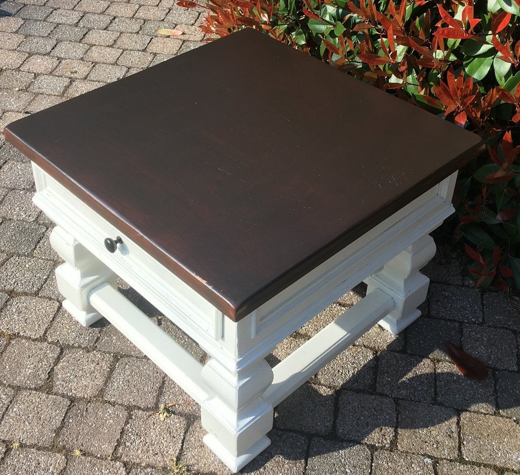 bijzettafeltje - salontafel - wit - hout, Huis en Inrichting, Tafels | Salontafels, Ophalen, Gebruikt, 50 tot 100 cm, Vierkant