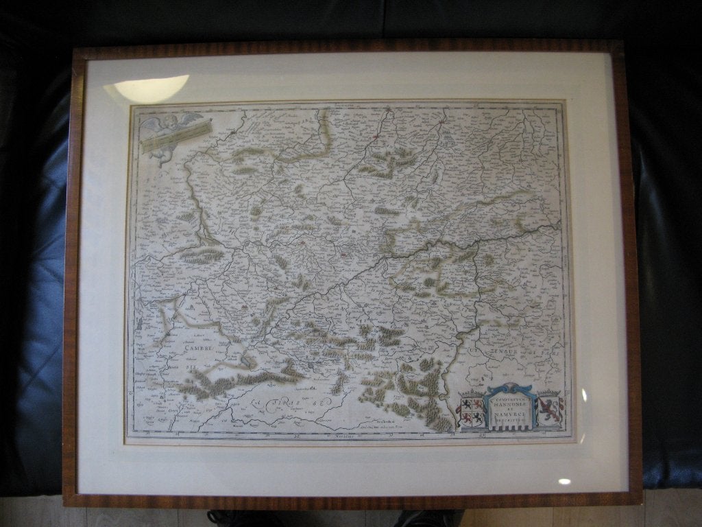 originele landkaart Henegouwen-Namen W. en J. Blaeu ca. 1643, Boeken, Atlassen en Landkaarten, Gelezen, Voor 1800, Ophalen of Verzenden
