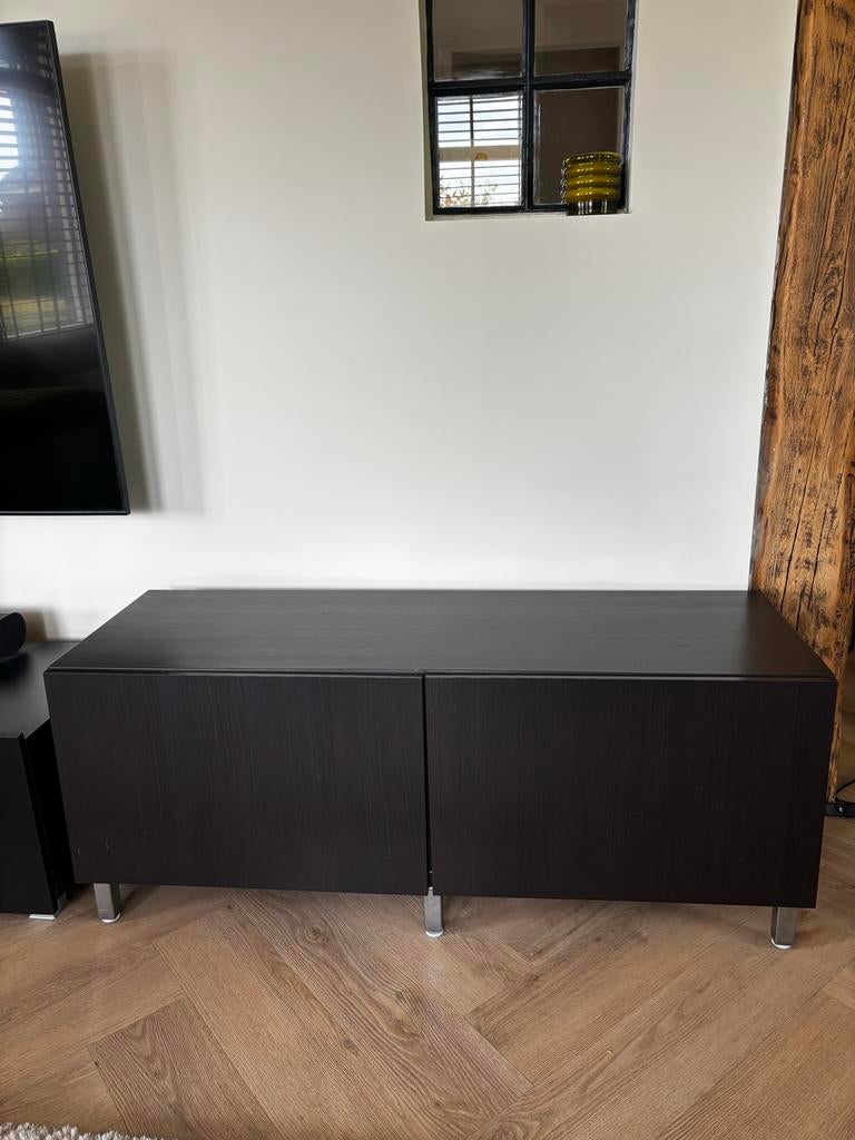 Donkerbruin TV-meubel met opbergruimte, Huis en Inrichting, Ophalen, Gebruikt, 100 tot 150 cm, Minder dan 100 cm