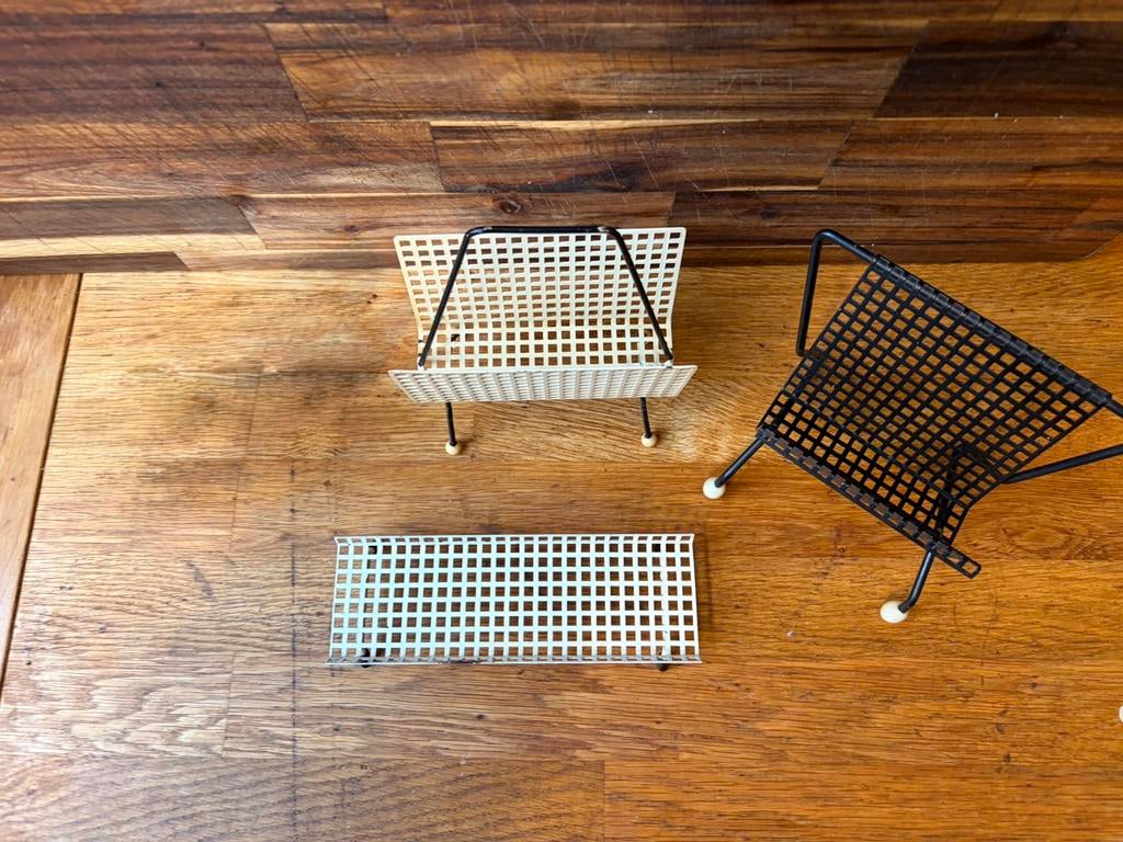 draadstalen bureaurekjes mid century pilastro/tomado stijl, Ophalen of Verzenden