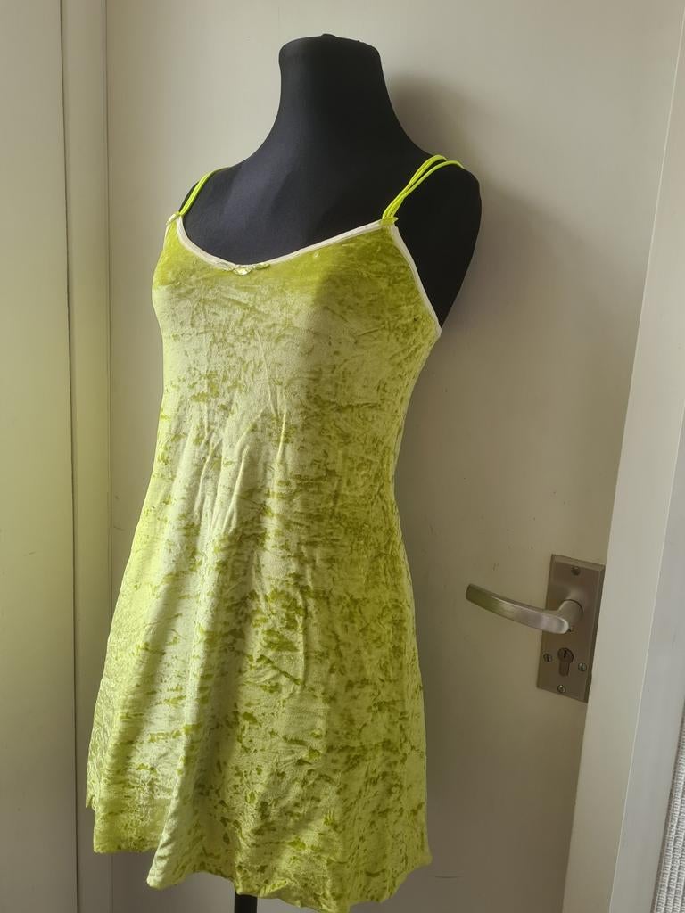 Neon Groen Fluweel Mini Jurkje Maat S, Kleding | Dames, Jurken, Ophalen, Maat 36 (S), Boven de knie, Groen