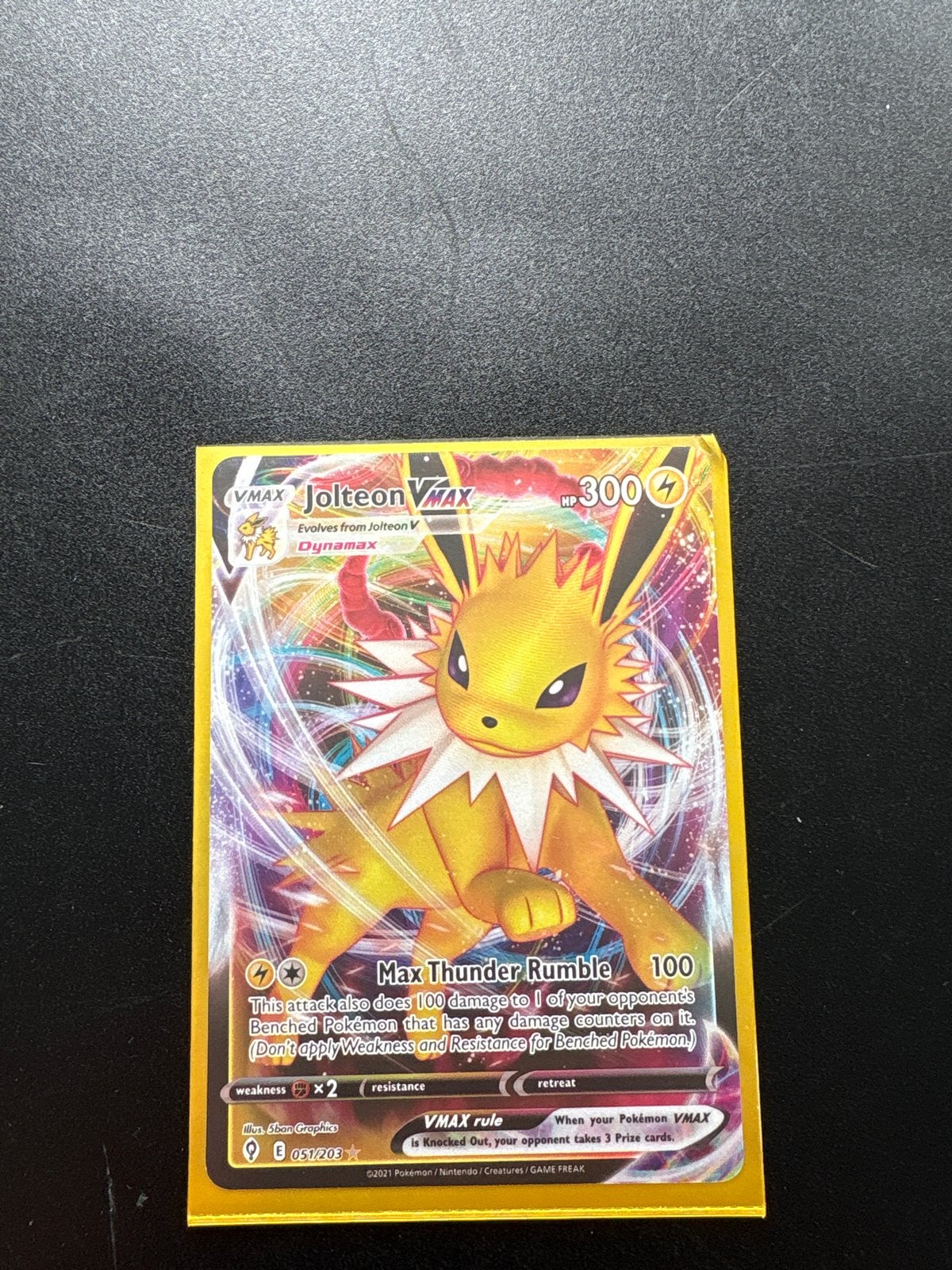 Jolteon VMAX Pokémon kaart (Full Art) evolving skies, Ophalen, Zo goed als nieuw, Losse kaart, Foil