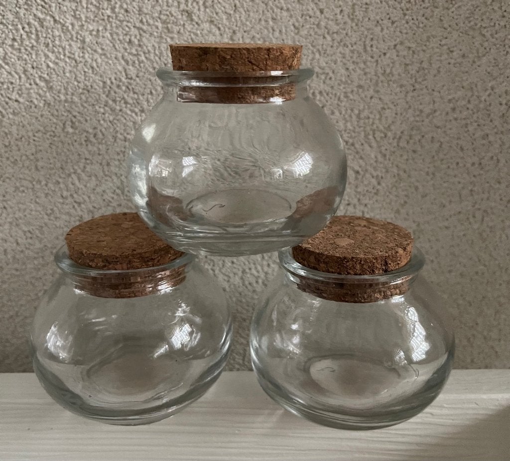 partij glazen potjes en glazen buisjes met kurk, Ophalen, Glas of Glazen, Overige merken, .