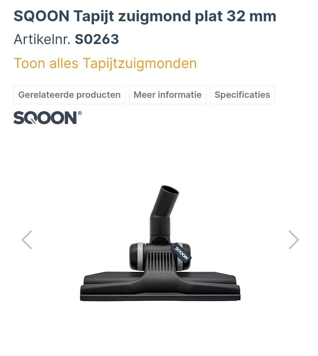 SQOON Tapijt zuigmond plat 32 mm - Nieuw, Ophalen of Verzenden, Nieuw