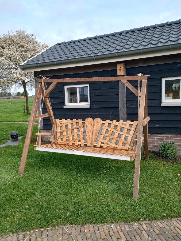 Tuinbank teak hout schommel bank stoel meubel, Ophalen of Verzenden, Nieuw, Hout, Schommelbank