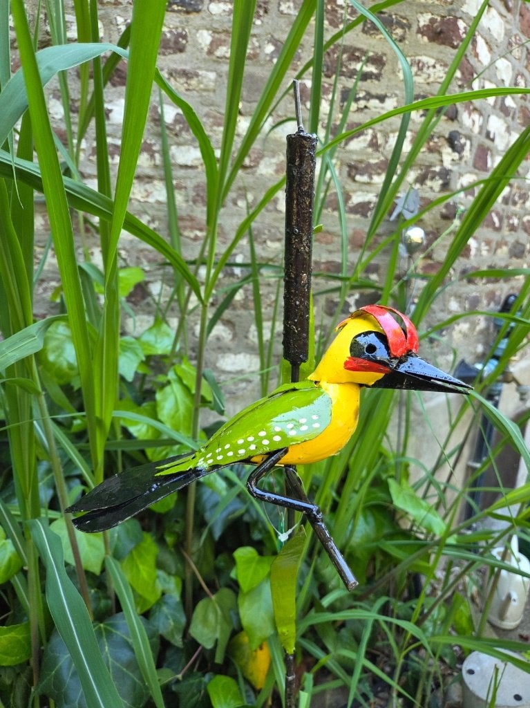 GROENE SPECHT OP RIET TAK - FAIRTRADE - HANDGEMAAKT, Ophalen of Verzenden, Nieuw