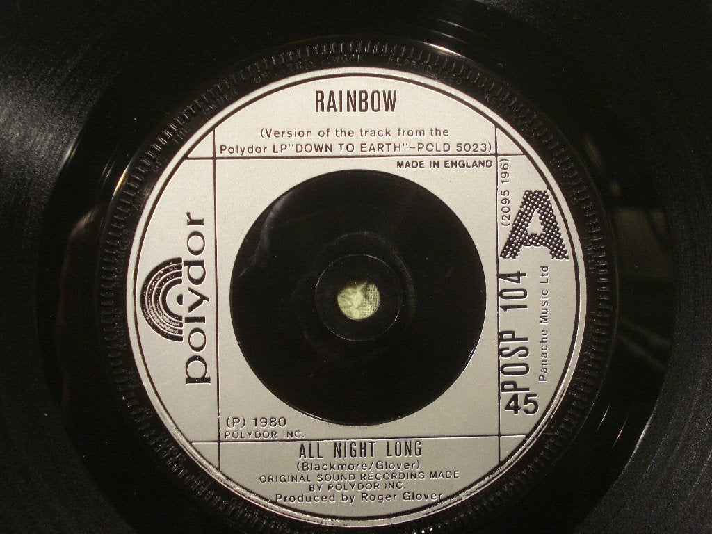 Rainbow 7" Vinyl Single: ‘All night long’ (UK), Cd's en Dvd's, Ophalen of Verzenden, Zo goed als nieuw, 7 inch, Rock en Metal