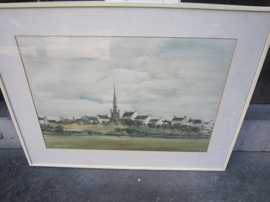 AD KIKKERT, (p.Scheen) mooie  aquarel Land/duin schap Kerk, Ophalen, Landschap