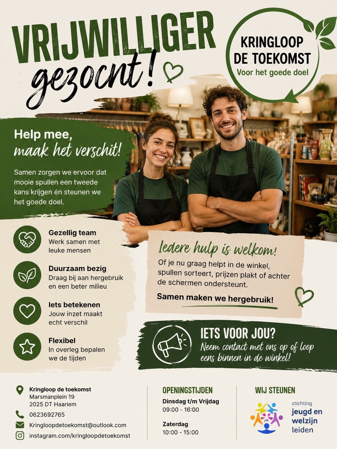 opzoek naar vrijwilligers voor onze kringloopwinkel, Vacatures, Goede doelen en Vrijwilligerswerk, Variabele uren, Overige niveaus