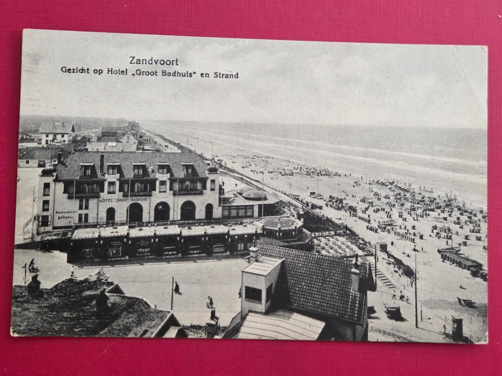 Zandvoort Gezicht op Hotel Groot Badhuis en Strand, Ophalen of Verzenden, Voor 1920, Noord-Holland