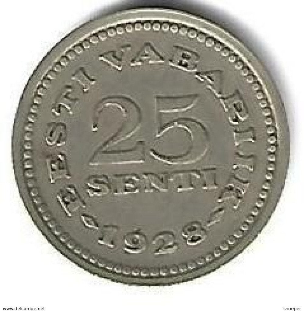 Estonia 25 senti 1928 km9 vf+, Ophalen of Verzenden, Overige landen, Losse munt
