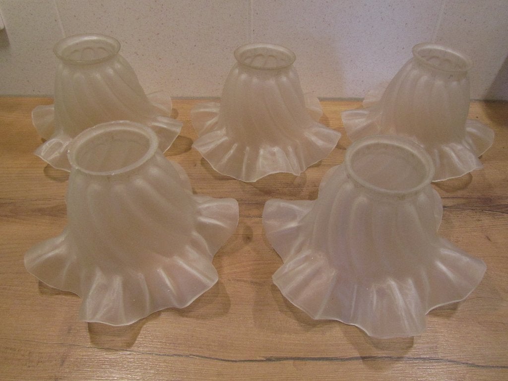 Lampekapje gegolfde brocante rok 5 stuks, Ophalen of Verzenden, Zo goed als nieuw, Glas