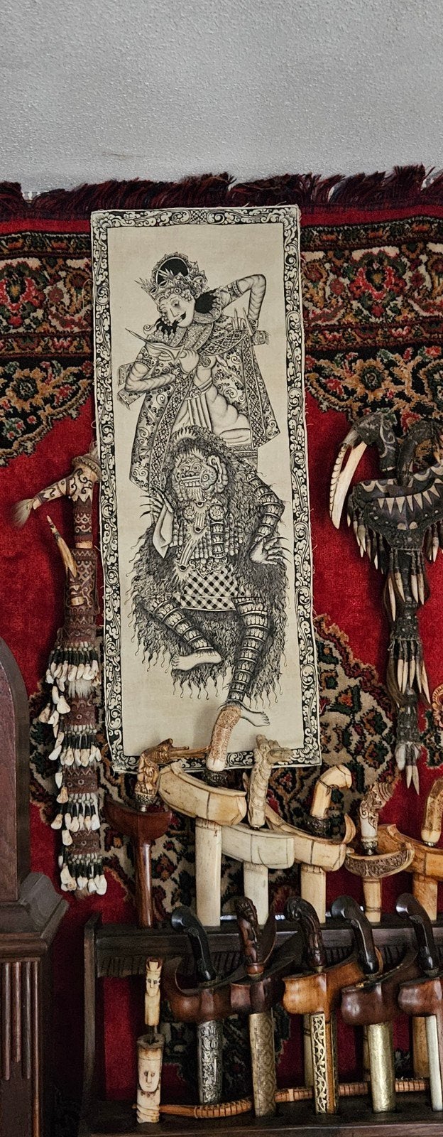 Balinese Barong en Rangda schilderij op doek, Ophalen of Verzenden