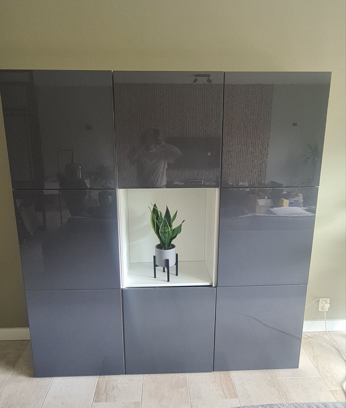 IKEA Bestå Kast 180x42x192 cm met grijze hoogglans fronten, Ophalen, 25 tot 50 cm, 150 tot 200 cm, 150 tot 200 cm