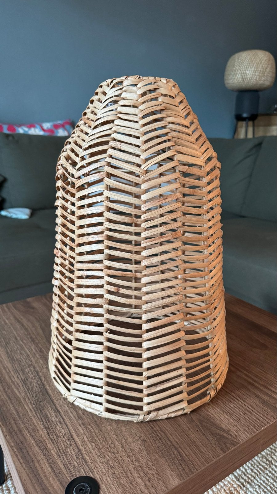 IKEA KAPPELAND Hanglampenkap Rattan/ Pendant Lampshade 29 cm, Bruin, Natuurlijk materiaal, Zo goed als nieuw, Overige vormen