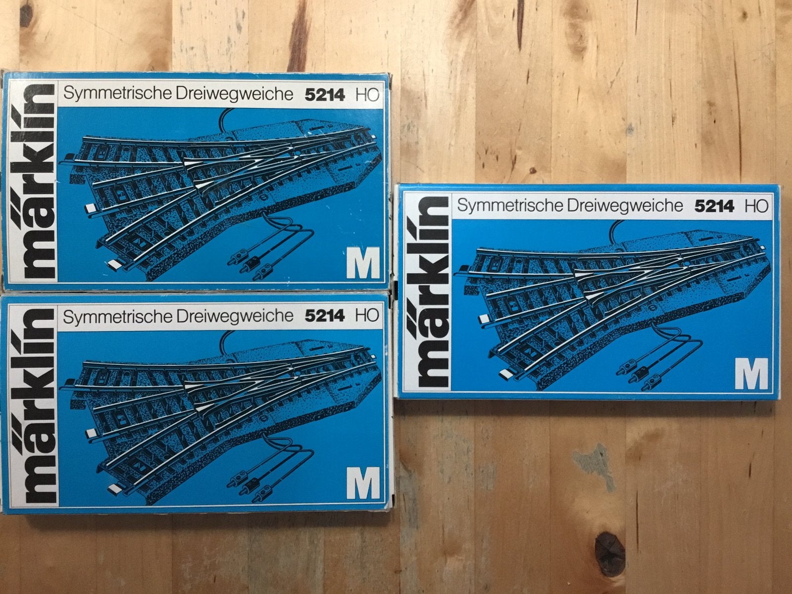 Marklin 3 x 5214 driewegwissel nieuwstaat in OVP, Wisselstroom, Rails, Ophalen of Verzenden, Zo goed als nieuw