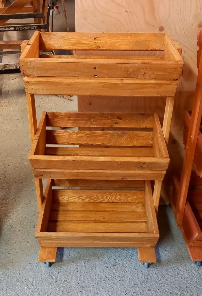 Keuken / tuin trolley met wieltjes van pallethout - NIEUW, Ophalen, Hout, Bruin, Nieuw