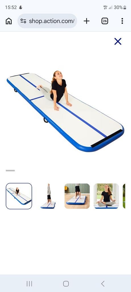 Opblaasbare Turnmat - Airtrack voor Gymnastiek, Ophalen, Zo goed als nieuw, Blauw, Materiaal