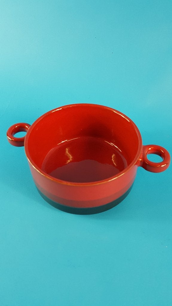 Vintage soepkom, lijkt op 't Vuur, rood/zwart, gaaf. 7A3, Ophalen of Verzenden
