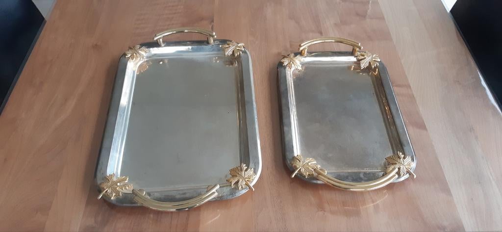 2 vintage-antieke schalen dienbladen, Ophalen of Verzenden, Zo goed als nieuw
