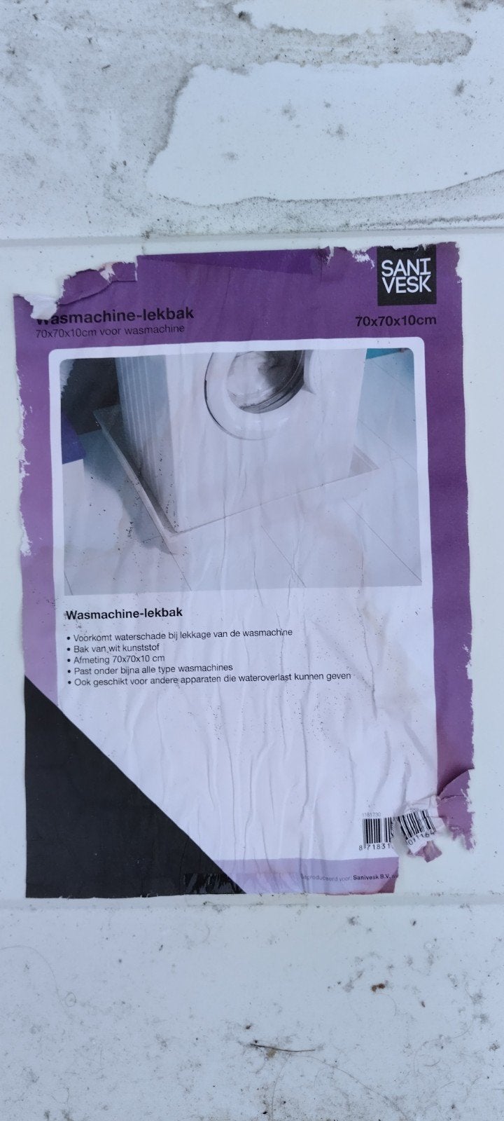 Wasmachine-lekbak 70x70x10cm - Voorkom waterschade, Ophalen