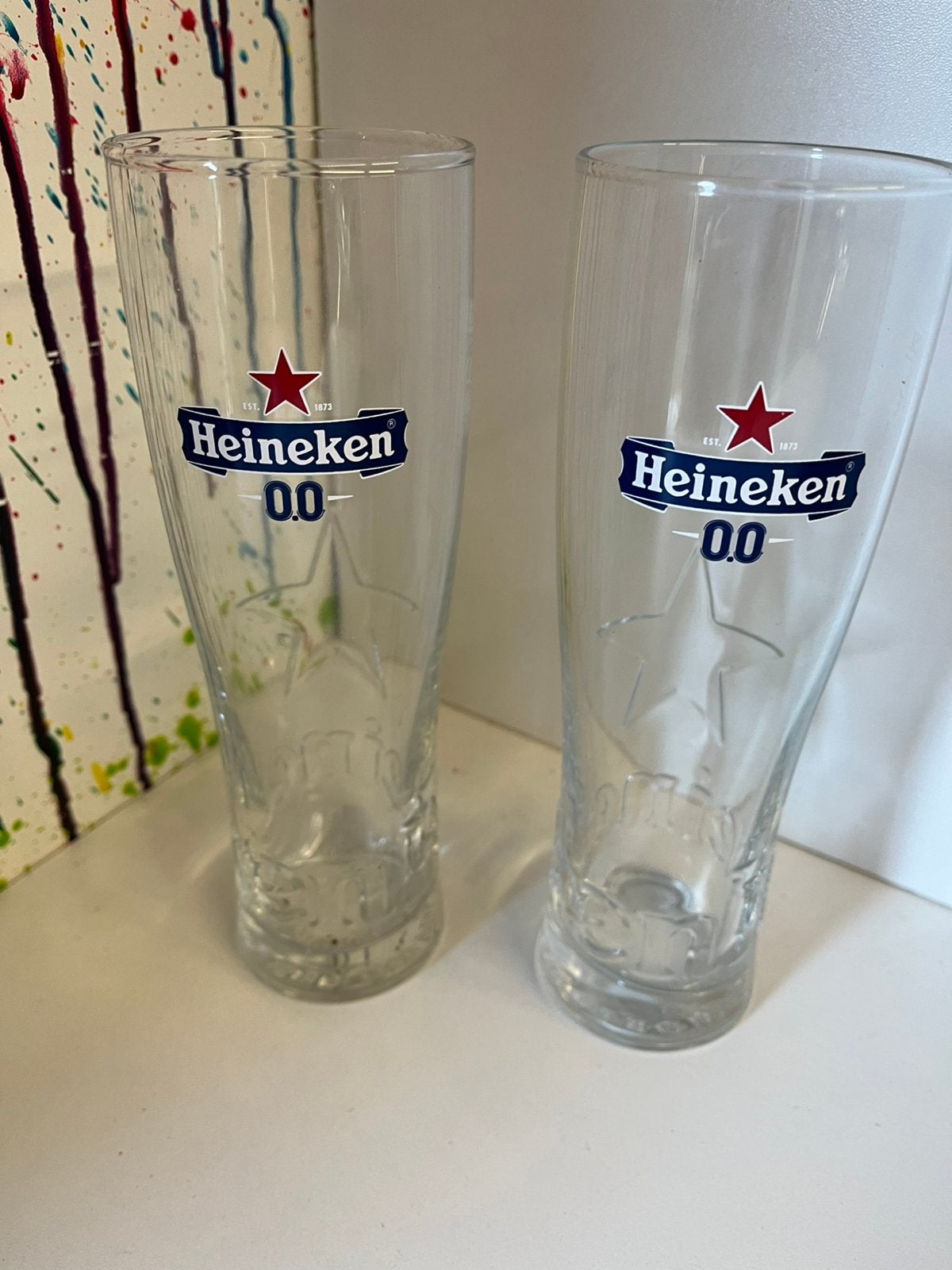 Heineken 0.0 glazen set van 2 glazen, Verzamelen, Ophalen of Verzenden, Nieuw, Glas of Glazen, Heineken