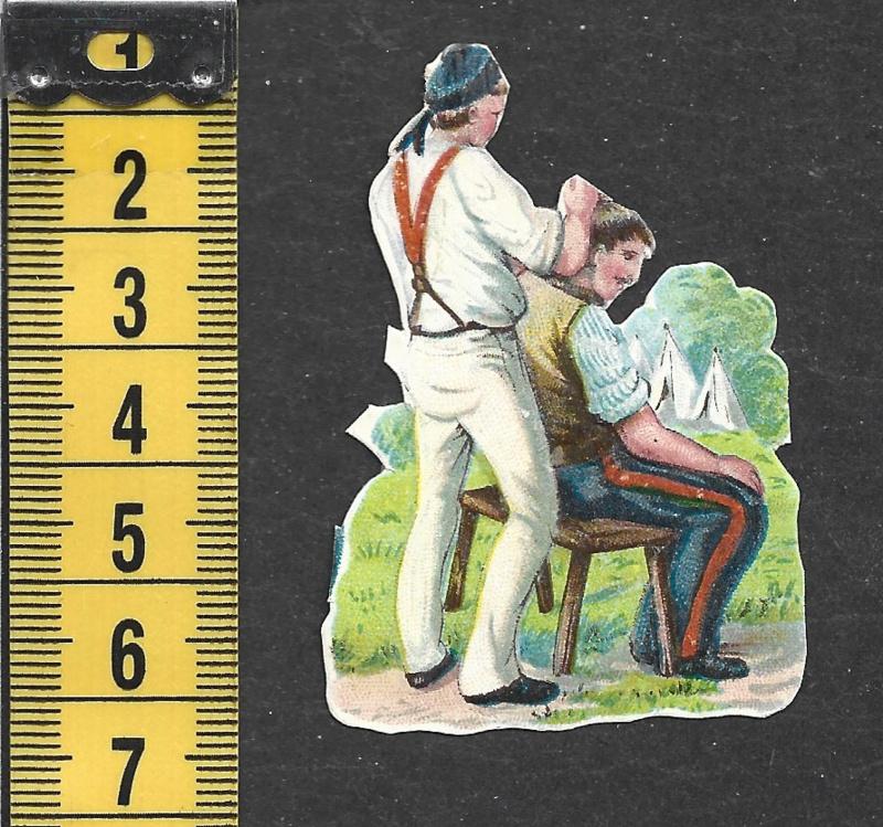 Soldaat bij de kapper antiek poezieplaatje (787), Ophalen of Verzenden