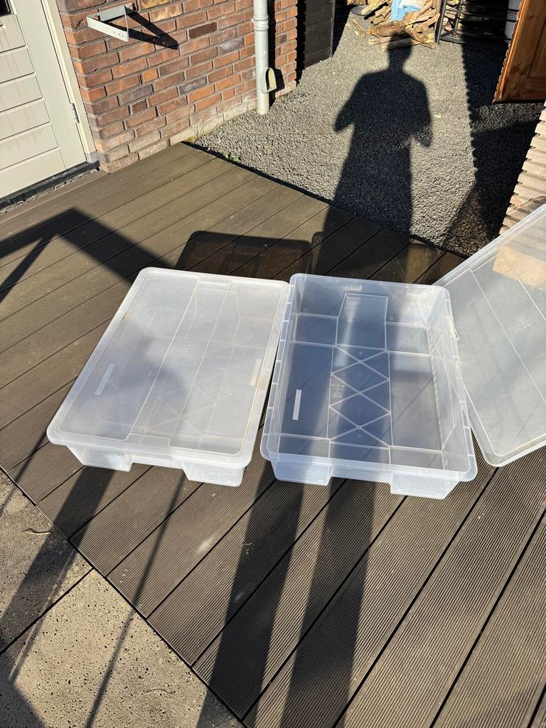 2x IKEA SAMLA opbergbakken met deksel, transparant, Ophalen, Gebruikt, 40 tot 60 cm, 75 tot 100 cm