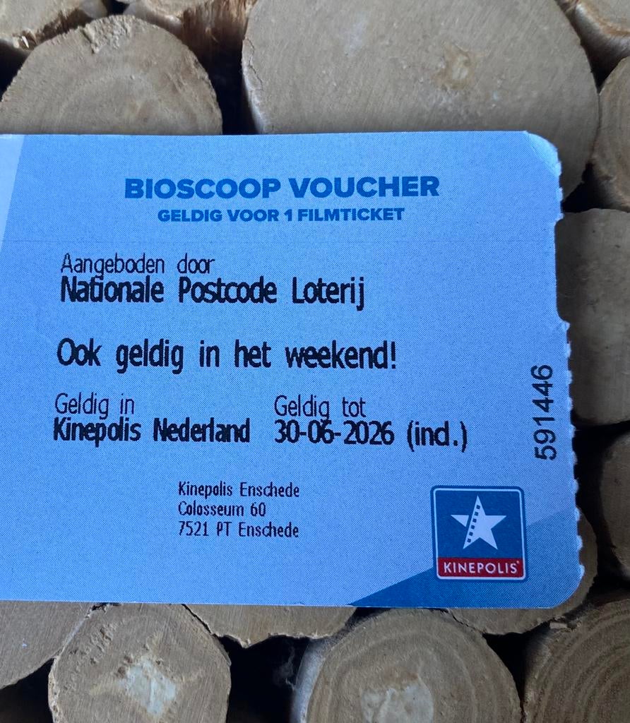 2 Bioscoop vouchers, Twee personen, Vrijkaartje alle films