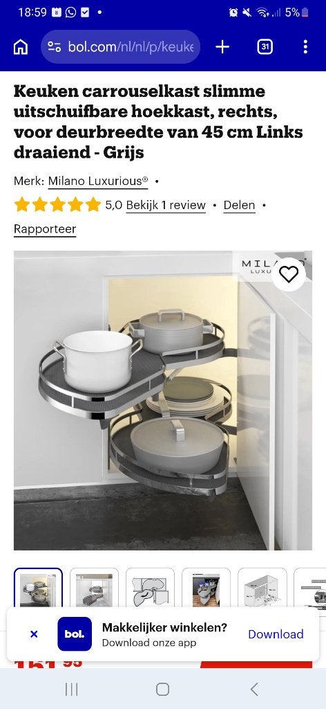 Keuken carrousel, Ophalen, Nieuw, 50 tot 100 cm, Minder dan 100 cm