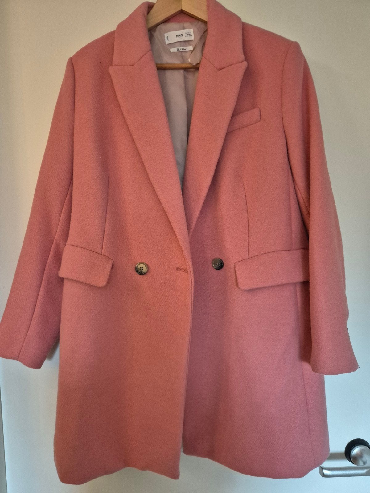 Mango roze jas maat XL, gevoerd, polyester-wolblend, Mango, Maat 42/44 (L), Ophalen of Verzenden, Roze
