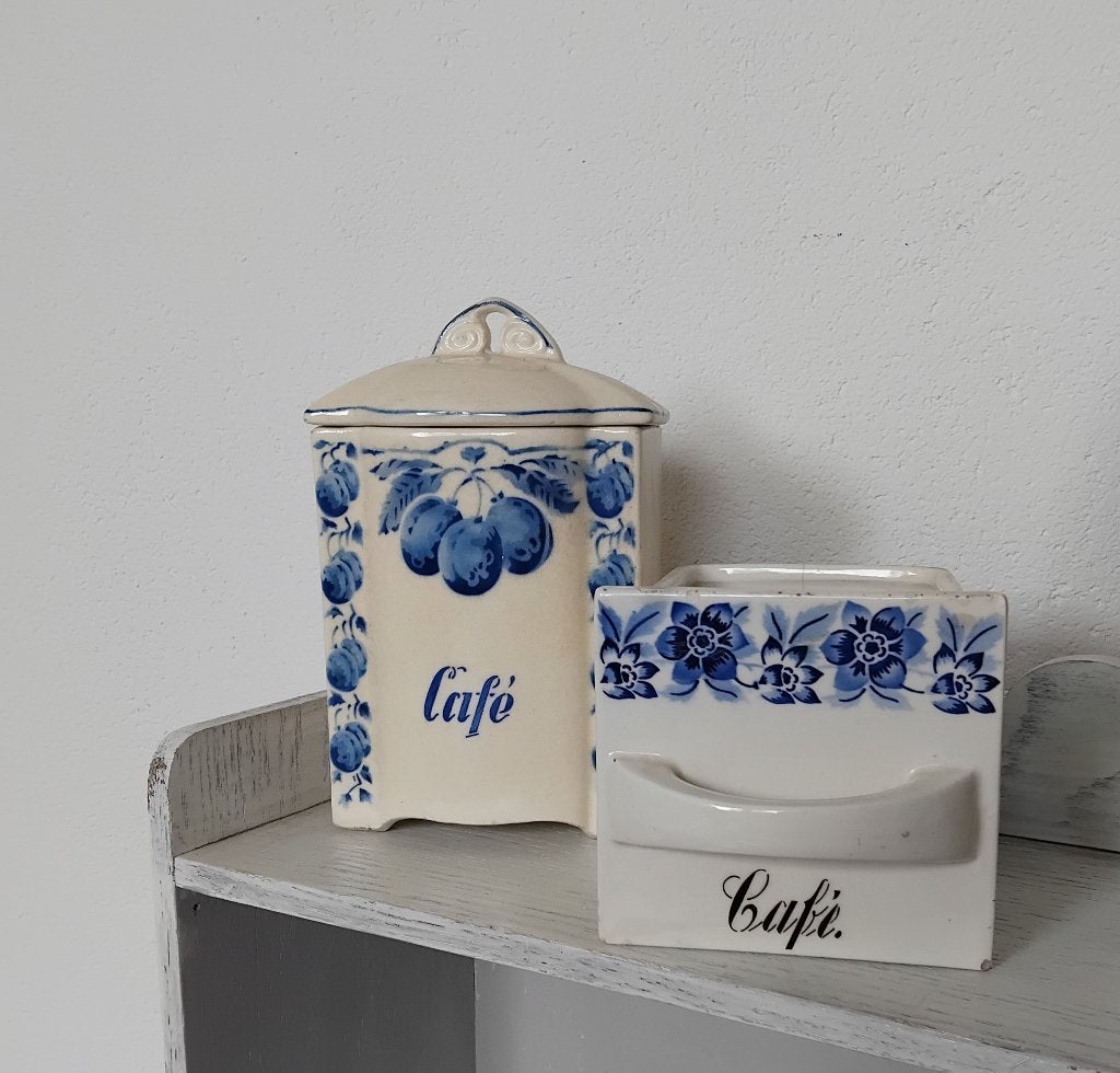 Café, restanten uit keuken kruidenvoorraadset, Antiek en Kunst, Antiek | Keukenbenodigdheden, Ophalen of Verzenden
