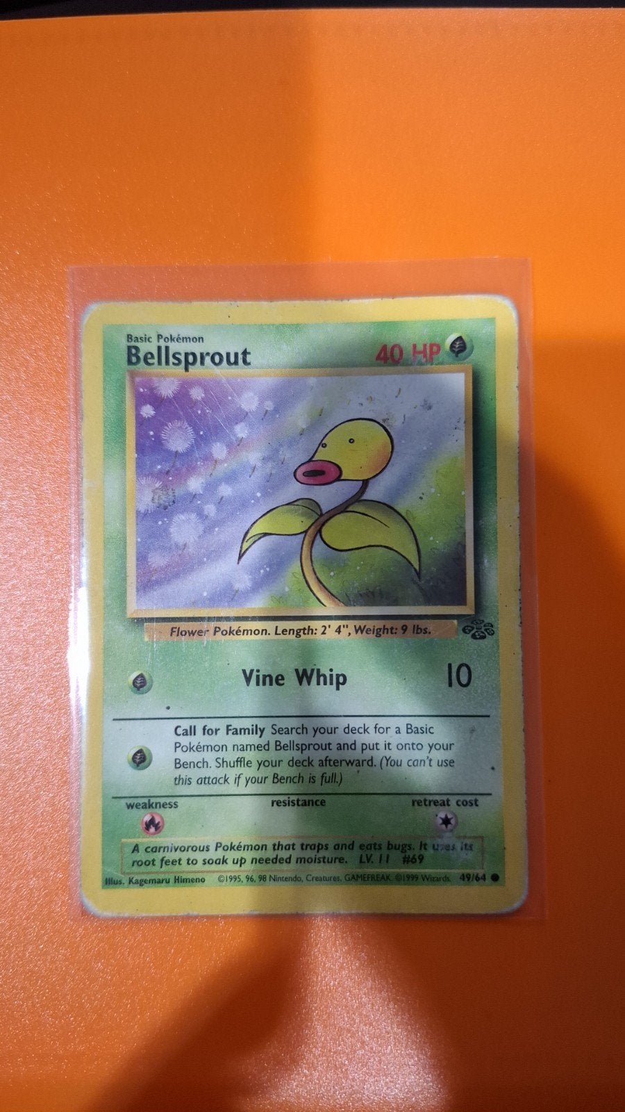 Bellsprout, Pokemon, 49/64, Jungle, Verzenden, Zo goed als nieuw, Losse kaart, Foil