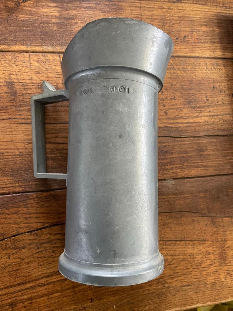 Antieke tinnen bierpul - 1 liter, Antiek en Kunst, Ophalen of Verzenden